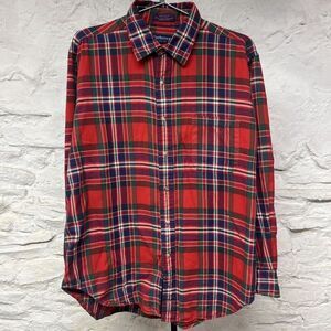 Vintage Burberrys London Lightweight Flannel Plaid Button Down Shirt Made in USA